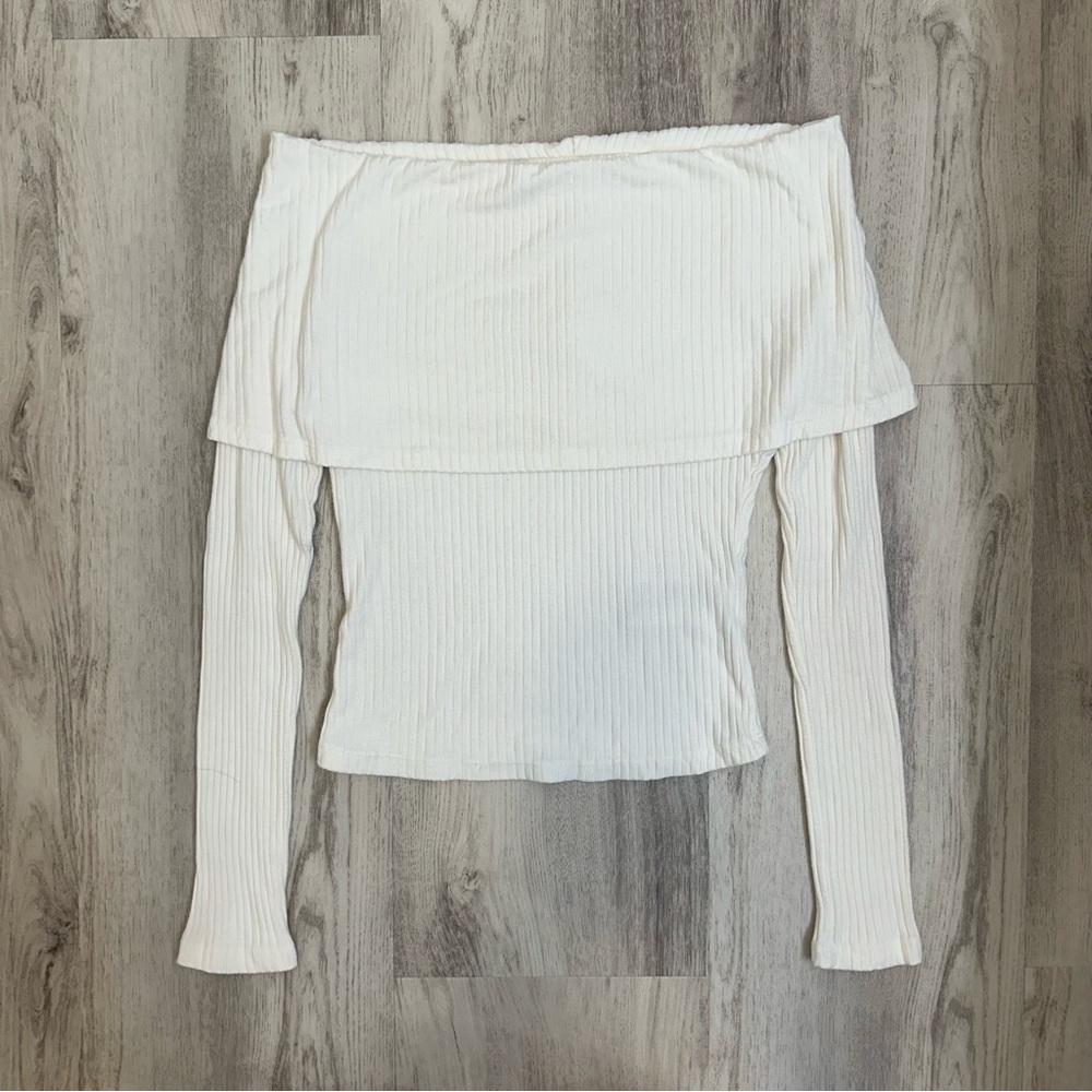 Urban Outfitters Off The Shoulder Long Sleeve White Size S